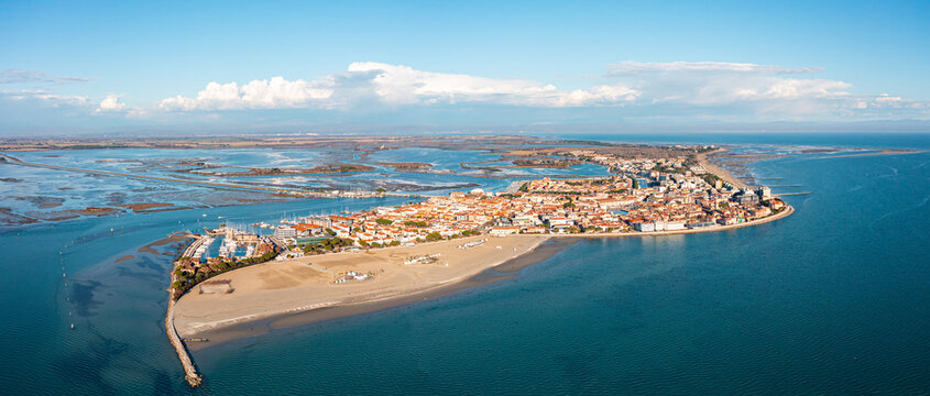 Panoramic Drone photo of Grado Peninsula, Gorizia Province, Friuli Venezia Giulia region, Italy
