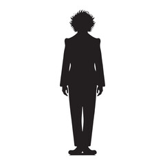 Silhouetted Clown: Full Body Fun,Whimsical Shadows Clown's Full Figure, Playful Darkness Silhouetted Clown in Motion.