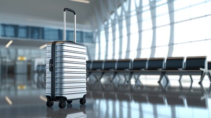 Modern Suitcase Resting on Shiny Floor. Generative AI.