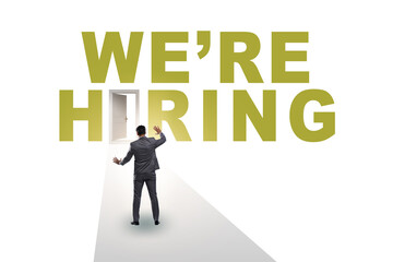 Employment concept with road leading to door