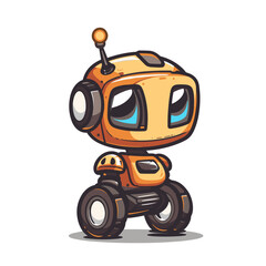 Obraz premium Cartoon robot isolated on white background. Cute vector illustration.