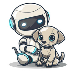 Robot and puppy: loyalty and devotion regardless of species.