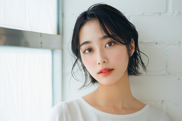 カットモデルの女性のポートレート写真