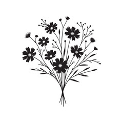 Blossoming Beauty: Silhouetted Bouquets Infusing Spaces with Fragrant Flourishes of Nature's Elegance and Timeless Charm. Flowers silhouette, Flowers bouquet silhouette.