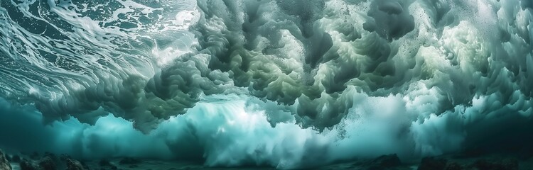 Fototapeta na wymiar beautiful underwater photography of waves crashing