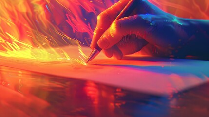 Vibrant creative process captured with vivid colors in a dynamic composition, artistic expression concept. AI