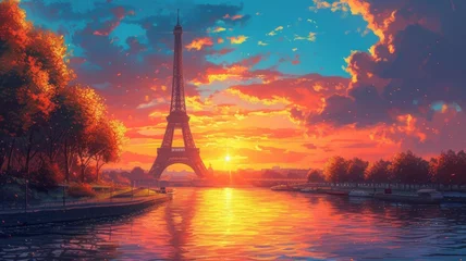 Fototapeten Illustration of Eiffel Tower in Paris © senadesign