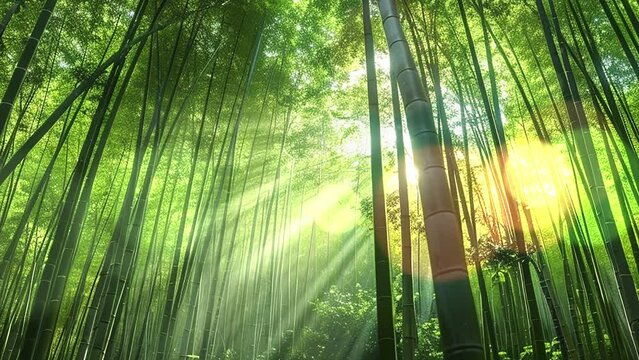 Bamboo forest background. Asian green bamboo forest