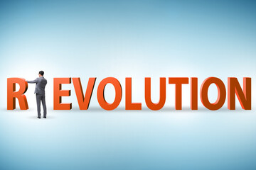 Evolution turning into revolution concept