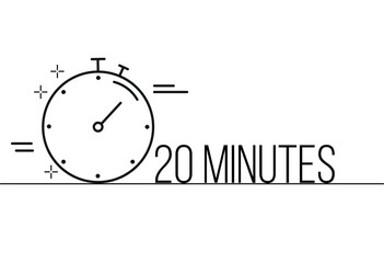20 minutes timer icon. Stopwatch time sign. Clock symbol vector for time control