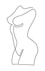 Line art of  female body. Vector and PNG on transparent background.