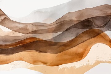 Abstract watercolor paint background dark Brown gradient color with fluid curve lines texture
