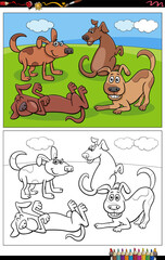 Obraz premium cartoon dogs or puppies characters group coloring page