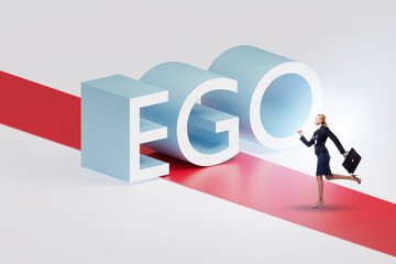 Ego personality concept with businesswoman