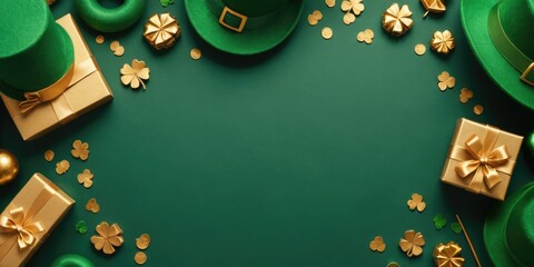 Whimsical Festivity: St. Patrick's Day Card Template with Artistic Irish Touch, with empty copy space for text