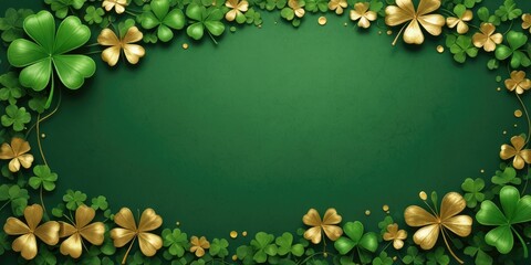Green Velvet Wishes: St. Patrick's Day Card Template - Luxurious Design for Your Special Celebrations, with empty copy space for text