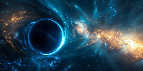 Futuristic black hole in the outer space. Science fiction background - 741023772
