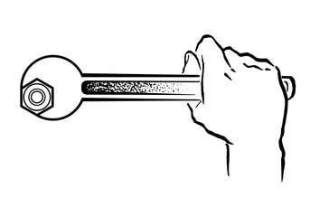 Hand holding wrench vector illustration