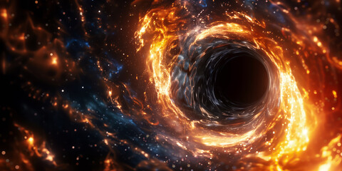 Futuristic black hole in the outer space. Science fiction background - 741024384