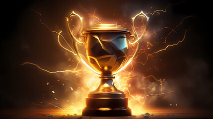 Golden trophy winner cup with copy space