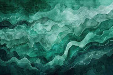 Fototapeta na wymiar Abstract watercolor paint background dark Green gradient color with fluid curve lines texture 