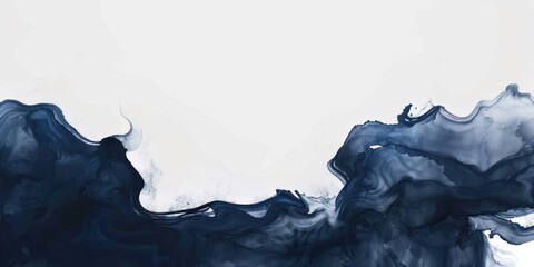 Abstract watercolor paint background dark Indigo gradient color with fluid curve lines texture - obrazy, fototapety, plakaty