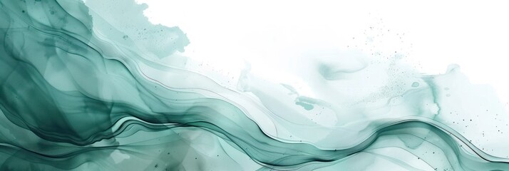 Fototapeta na wymiar Abstract watercolor paint background dark Mint gradient color with fluid curve lines texture