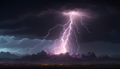 lightning over the city by night 