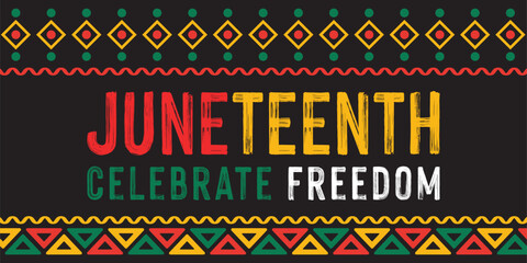 Juneteenth Independence Day. Freedom or Emancipation day. Annual american holiday, celebrated in June 19. African-American history and heritage. - obrazy, fototapety, plakaty