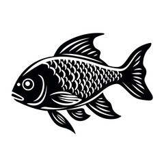 fish vector illustration isolated transparent background logo, cut out or cutout t-shirt print design