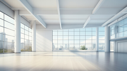 Empty office interior with panoramic windows. - 741033501