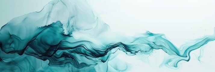 Abstract watercolor paint background dark Turquoise gradient color with fluid curve lines
