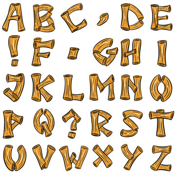 A Cartoon Log or Branch Wood Lettering Alphabet Font 