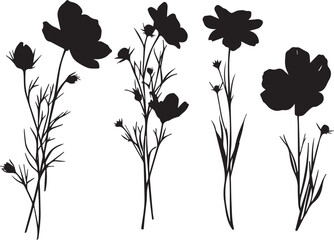 Set Flowers. Hand drawn vector illustration