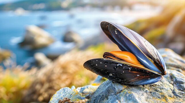 Belle moule en bord de mer dans un environnement color&eacute; &raquo; IA g&eacute;n&eacute;rative