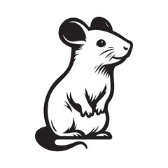 Rat sketch drawn by hand. Black and white vector illustration, Sticker rat white outline. flat vector illustration
