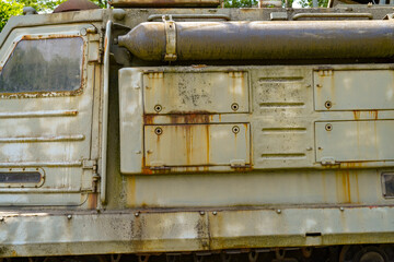 weathered armored army vehicle  texture , camouflage pattern on metal