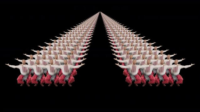 Ukrainian Cossack Dancers White Symmetrical Pattern Dark VJ Loop