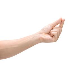 Man hand holding isolated on white background with clipping path.