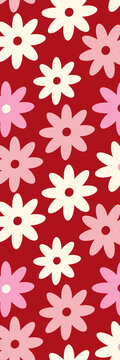 Fototapeta Red floral cute printable bookmark with spring flowers