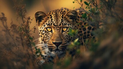 Intense gaze - A wildlife portrait of a leopard with captivating yellow eyes