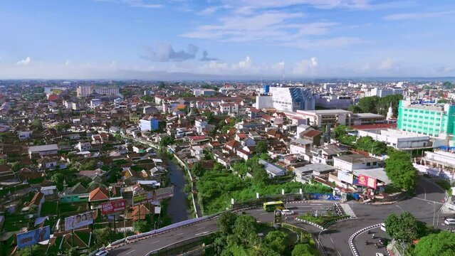 aerial view of the streets of Yogyakarta city