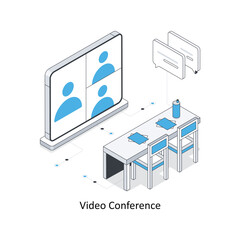 Video conference isometric stock illustration. EPS File stock illustration