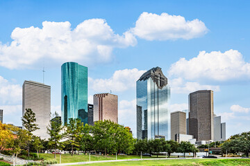Obraz premium skyline of Houston, Texas in morning light seen from Buffalo bayou park