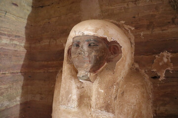 ancient egyptian statue in tombs of nobles in Aswan, Egypt