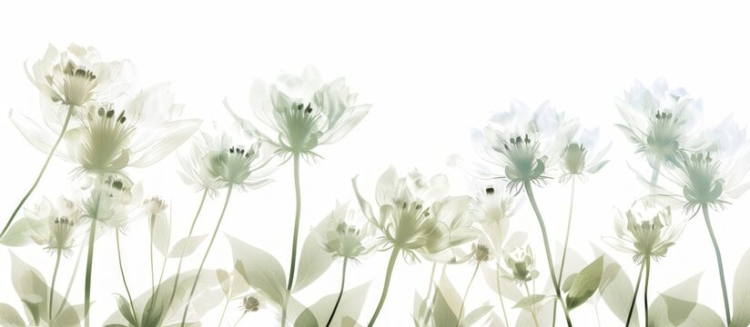 Beautiful nature green flower plant unleashed isolated white background. Generated AI image