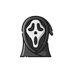 Scream Mask Lineal Icon - Halloween Elements Icon Vector Illustration.