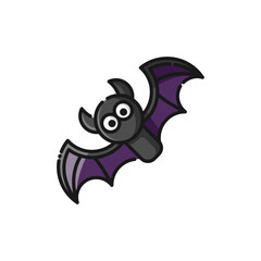 Flying Bat Lineal Icon - Halloween Elements Icon Vector Illustration.