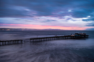 Fototapeta na wymiar Capitola, Pier, California, Storm, USA, America, Sunrise, Winter