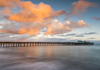 Fototapeta premium Capitola, Pier, California, Storm, USA, America, Sunrise, Winter